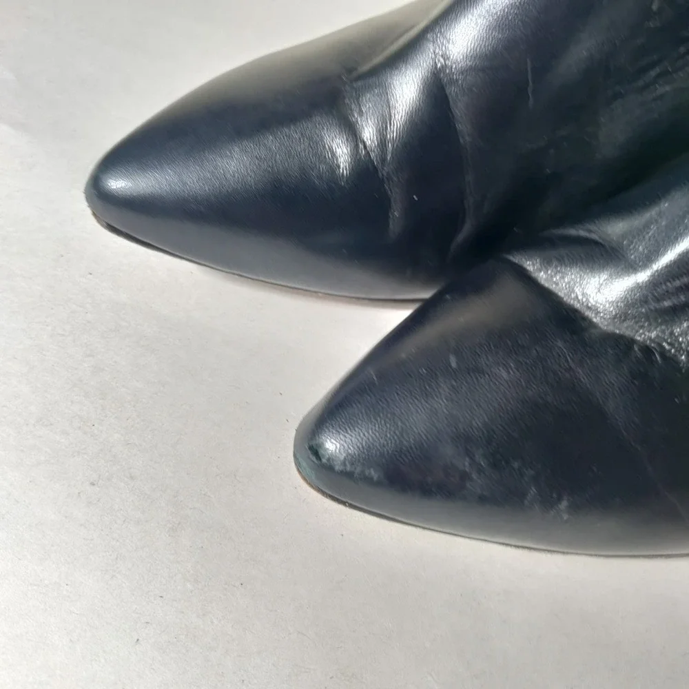 Vtg ROS HOMMERSON tall black leather Over The Knee OTK‎ BOOTS womens 9WW